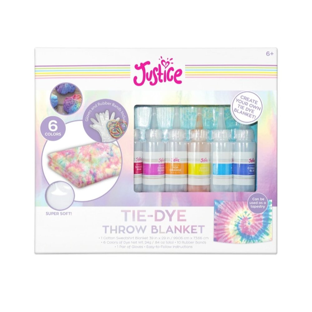 JUSTICE Unisex Child and Teen Tie-Dye Blanket Kit